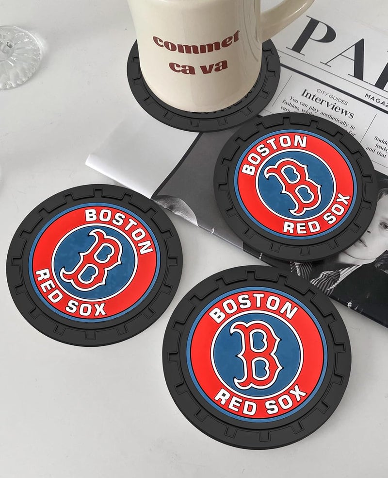Kaleduo 2PCS Car Cup Holder Coaster,Auto Cup Holder Insert Coaster for Boston Red Sox Baseball Fans, Non-Slip Car Drink Mat, Interior Accessories, Red Sox - Image 5